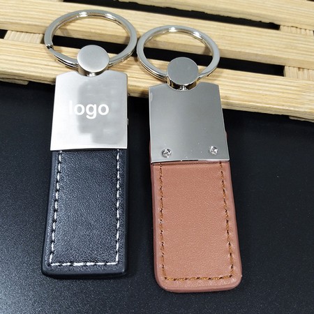 Metal Simulated Leather Key Tag