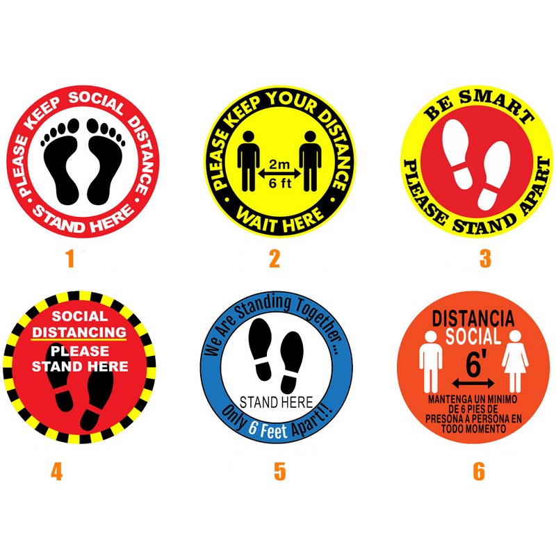 PPE 12" Social Distancing Floor Decals Safety Floor Sign Marker