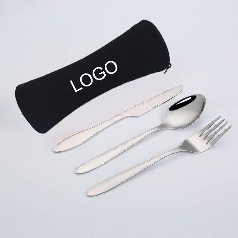 Reusable Stainless Steel Utensil Set in Zipper Pouch