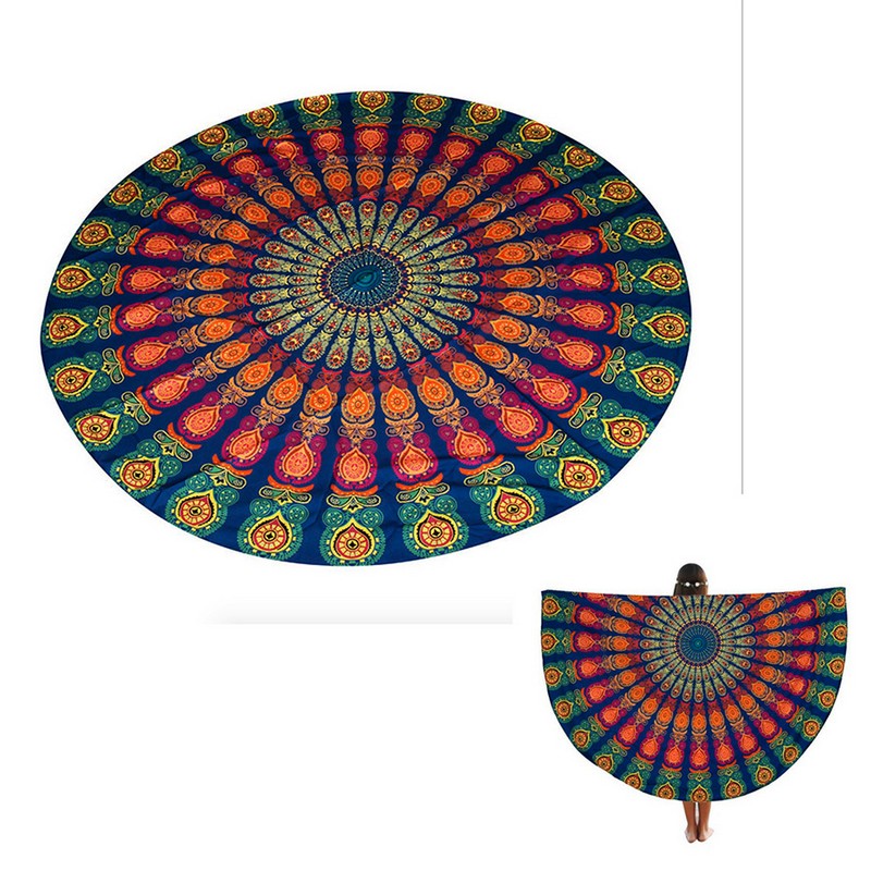 Round Beach Towel Blanket Throw Towel Yoga Mat