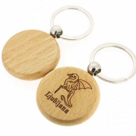 Round Wooden Keychain