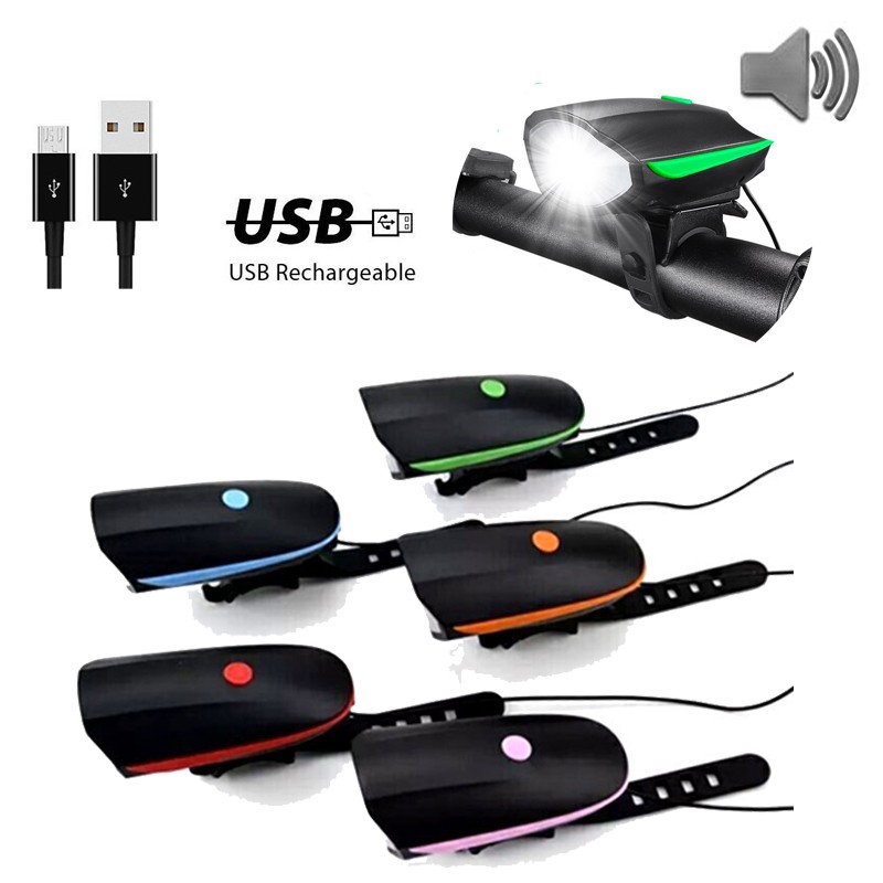 USB Bicycle Headlight with Horn Bell