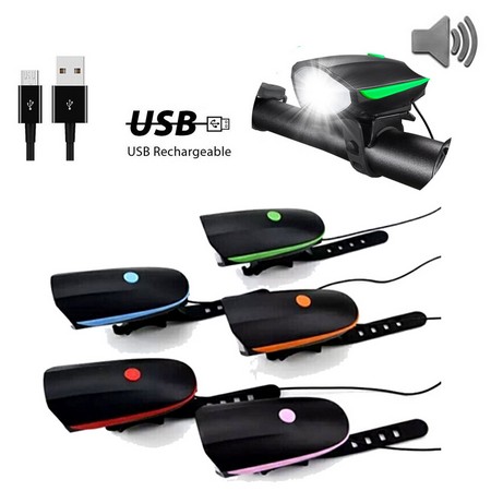 USB Bicycle Headlight with Horn Bell