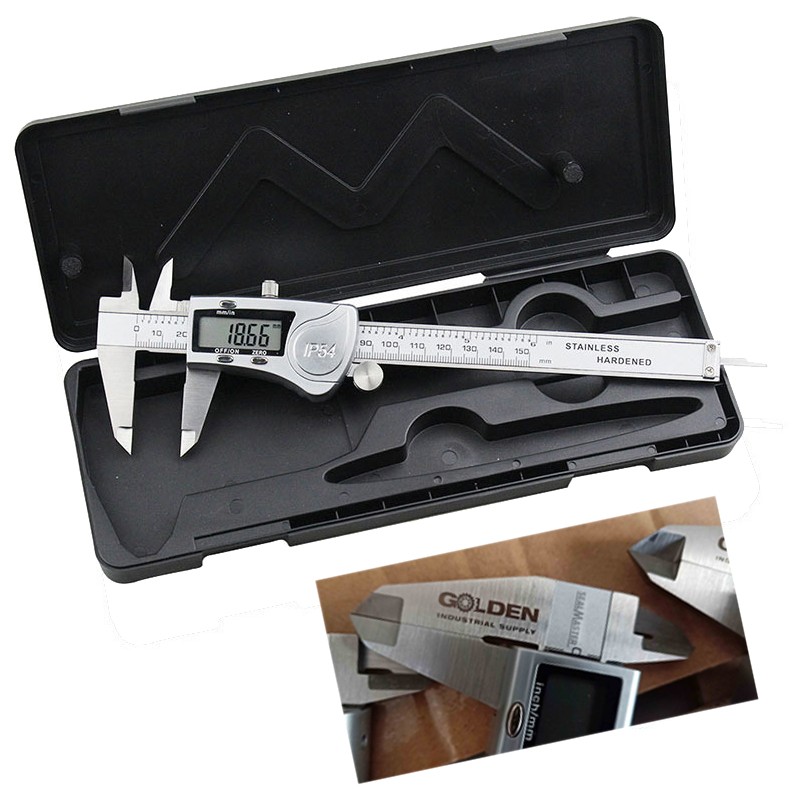 Waterproof Stainless Steel Digital Caliper in Plastic Toolbox
