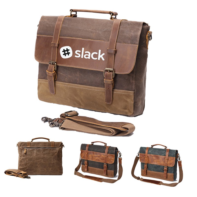 Waterproof Waxed Canvas Leather Messenger Bag