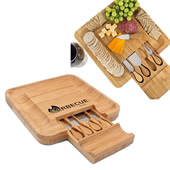 13" Bamboo Cheese Tray Set With Knife 13" Bamboo Cheese Tray Set With Knife