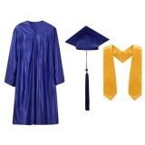 Shiny Finish Cap Gown Tassel and Stole Set