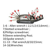 16 in 1 Multi-Function Bicycle Mechanic Repair Tool