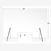 16" x 24" Protective Freestanding Shield with Transaction Window for Offices and Stores