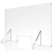 16" x 24" Protective Freestanding Shield with Transaction Window for Offices and Stores