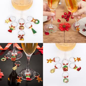 12 Pack Christmas Creatures Wine Glass Charm Set