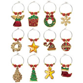 12 Pack Christmas Creatures Wine Glass Charm Set