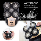 5 In 1 4D Men's Rechargeable Bald Head Electric Shaver 5 Floating Heads Beard Nose Ear Hair Trimmer