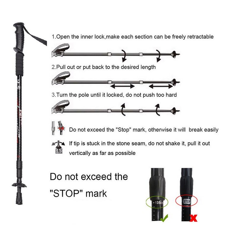 Adjustable Anti Shock Trekking Poles with Compass