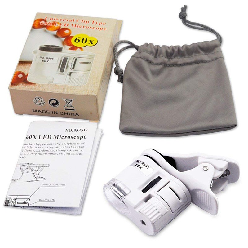 Clip-on Cellphone 60x LED Microscope
