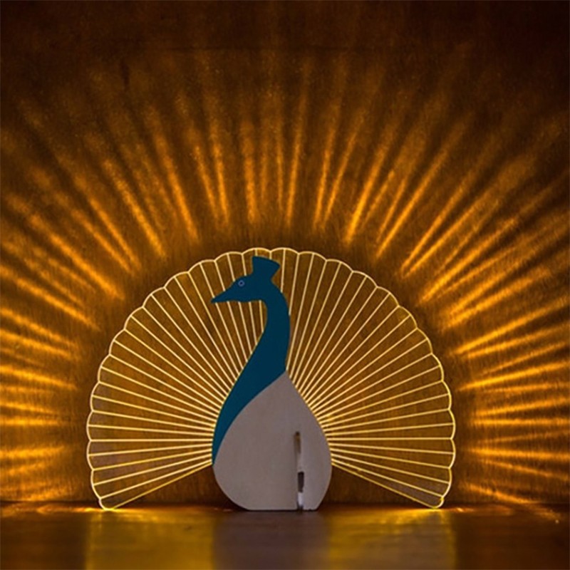 Creative Acrylic USB Night Light Wooden Animals