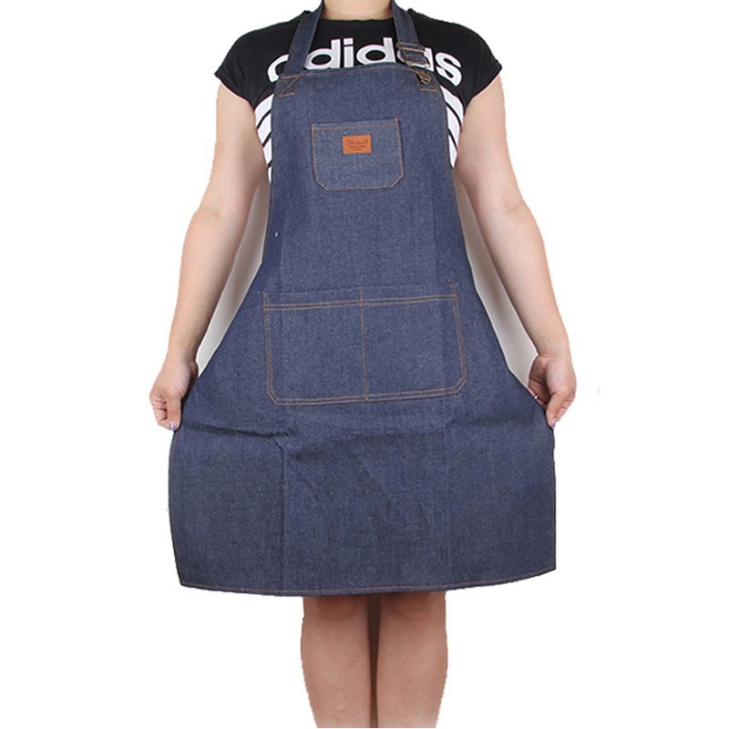 Denim Jean Apron with Pockets