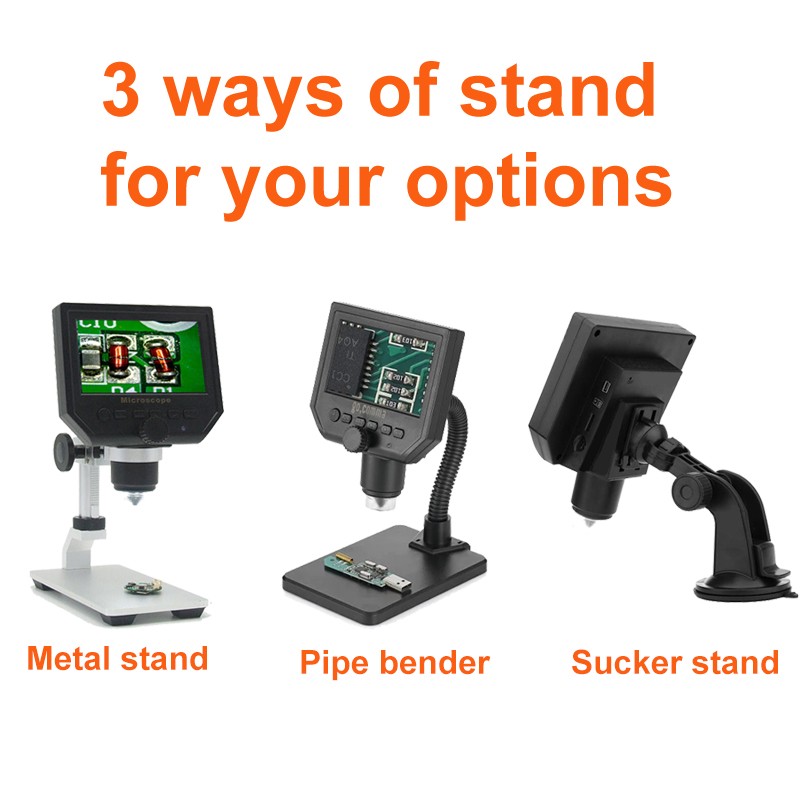 Digital 1-600X Microscope with 3.6MP Camera 4.3in HD LCD