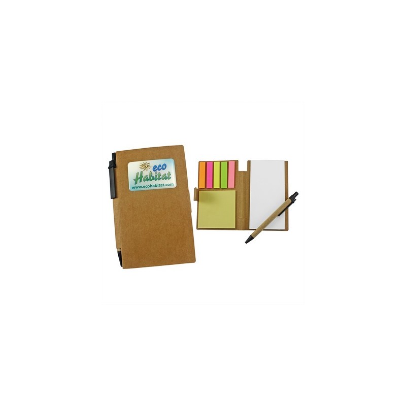 Eco- Friendly Sticky Note Tan Pocket Jotter w/Pen