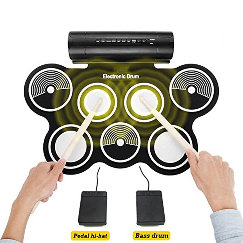 Electric Roll Up Drum Kit With Built In Speakers