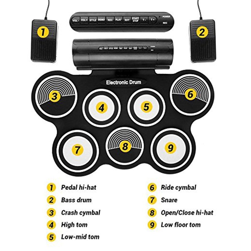 Electric Roll Up Drum Kit With Built In Speakers