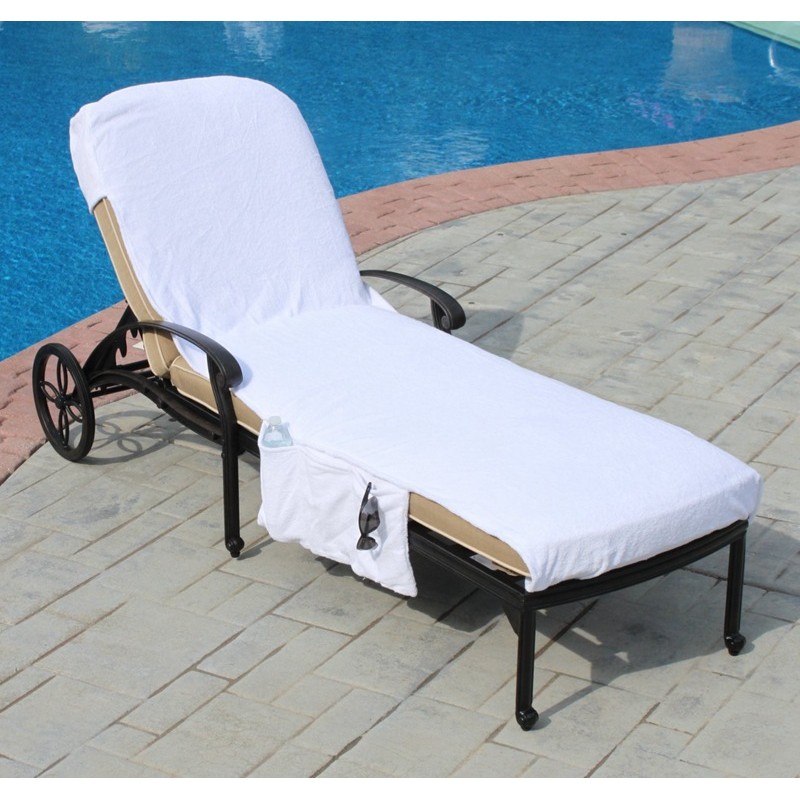 Embroidered Terry Cotton Lounge Chair Cover