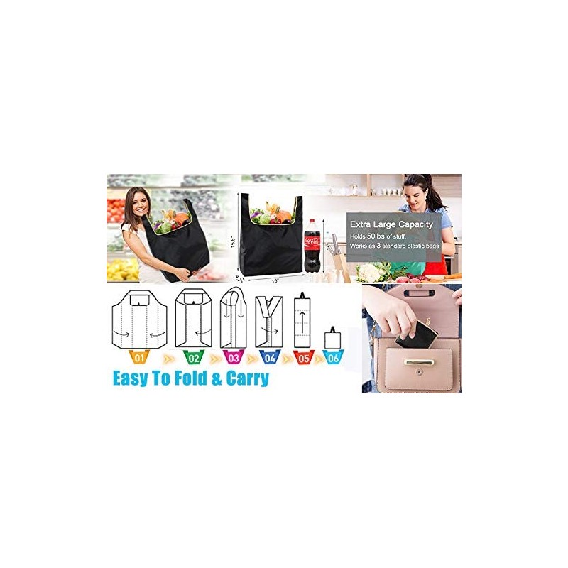 Folding Reusable Grocery Tote Bags