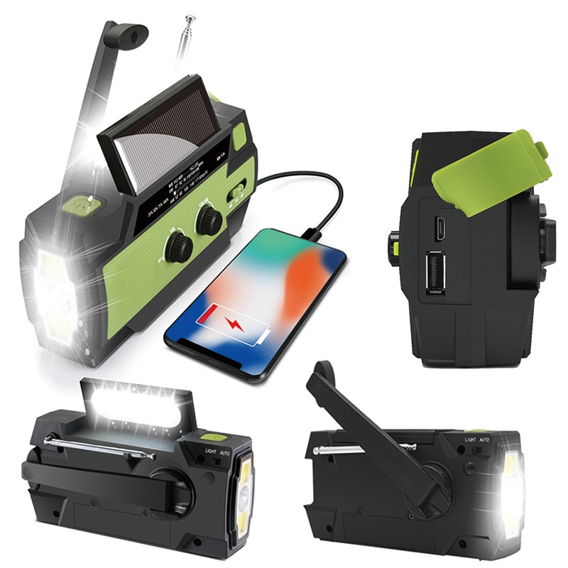 Hand Crank Portable Emergency Cell Phone Charger with Radio/Flashlight and Motion Sensor Reading Lam