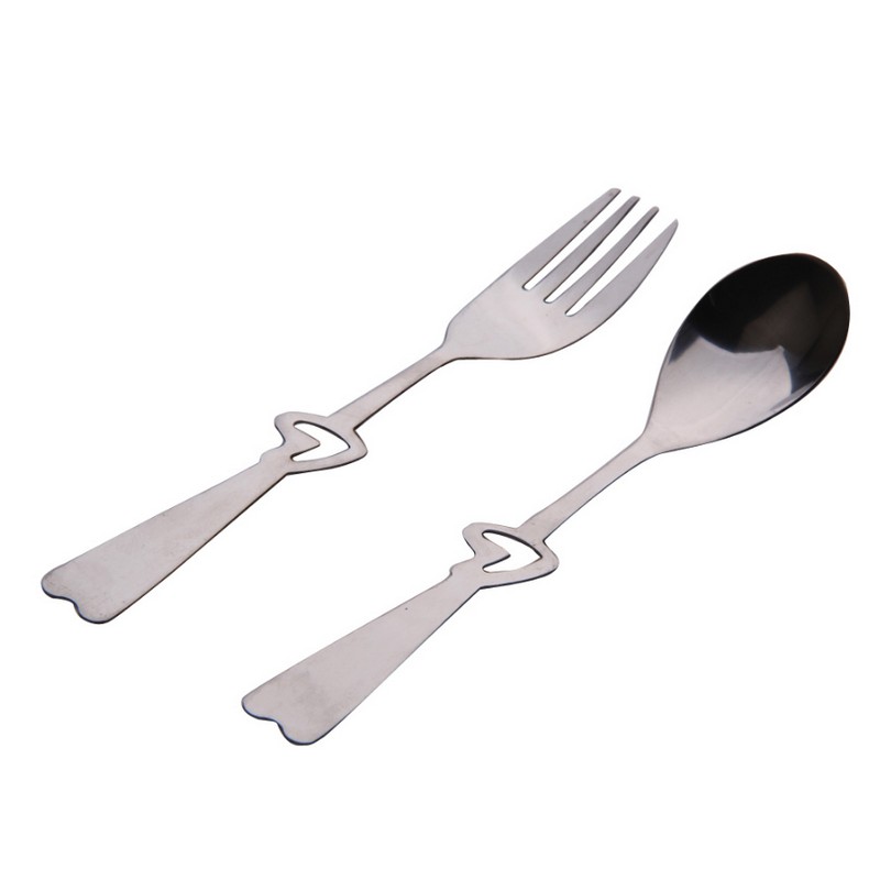 Heart Shaped Stainless Steel Spoon & Fork Set Heart Shaped Stainless Steel Spoon & Fork Set