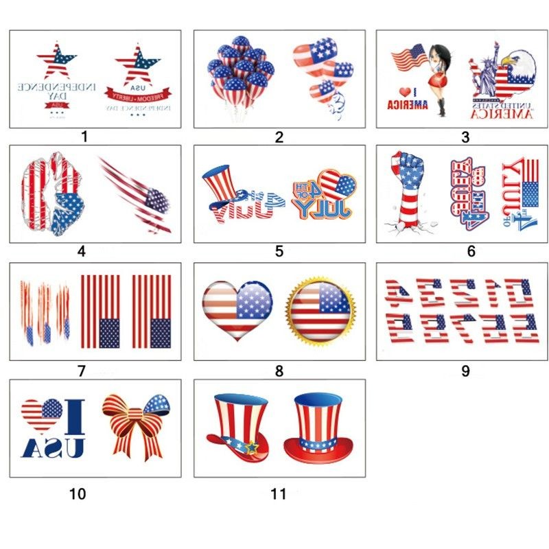 Independence Day American Flag Patriotic Temporary Tattoos Fake Tattoo Body Stickers