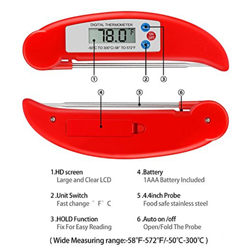 Instant Read Digital Probe Food Thermometer