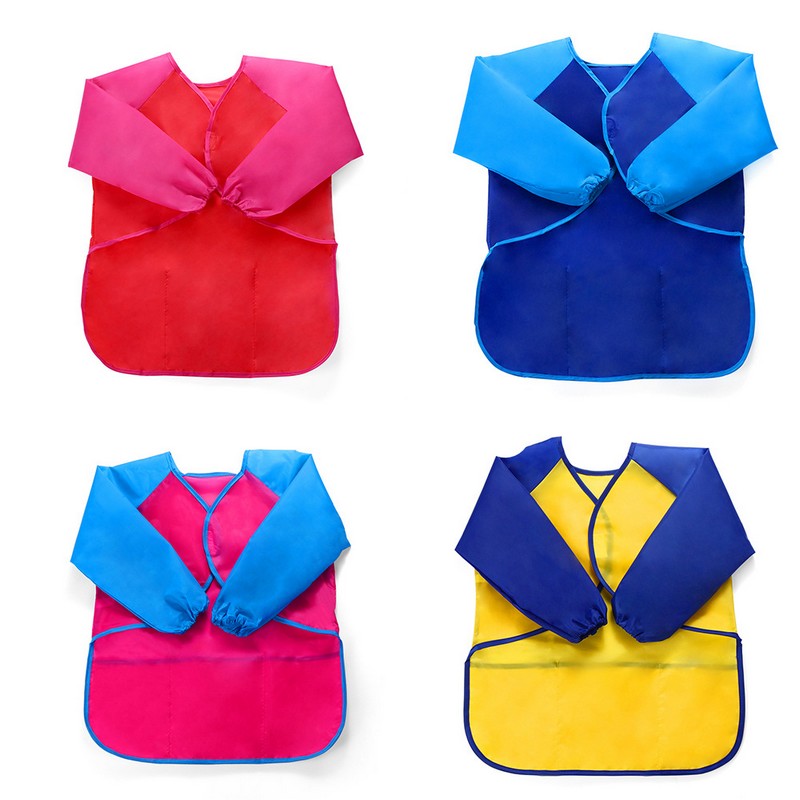 Kids Long Sleeve Aprons With 3 Pockets