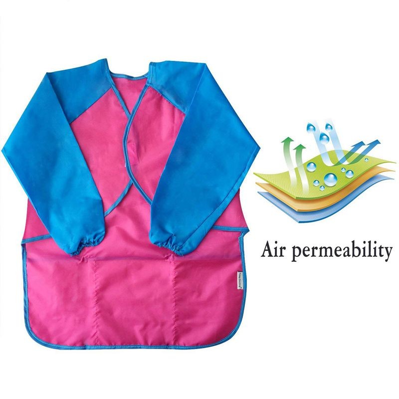 Kids Long Sleeve Aprons With 3 Pockets