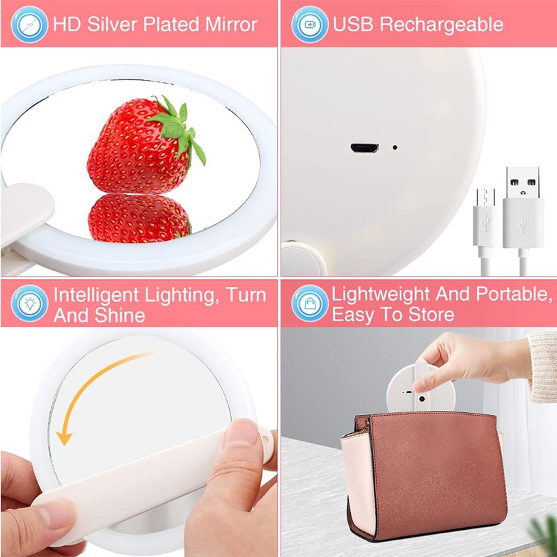 LED Foldable Handheld Makeup Mirror