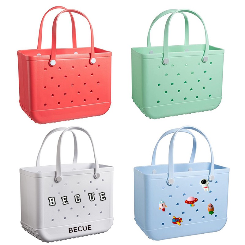 Large EVA Beach Bag With 12 Pcs Cartoon Buckles As Gift Large EVA Beach Bag With 12 Pcs Cartoon Buckles As Gift