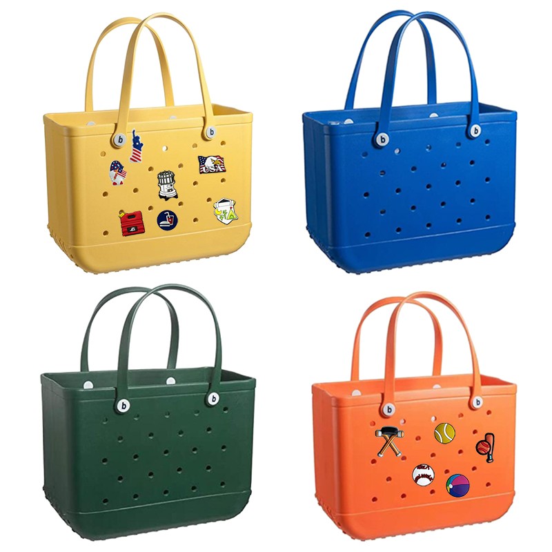 Large EVA Beach Bag With 12 Pcs Cartoon Buckles As Gift