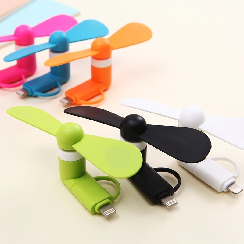 Mini USB Fan Dual with Lightning and Micro USB Phone
