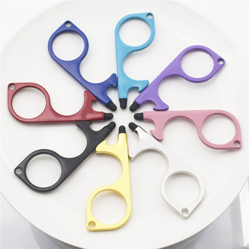 Non-Contact Door Opener with Rubber Stylus EDC Safety keychain Tool