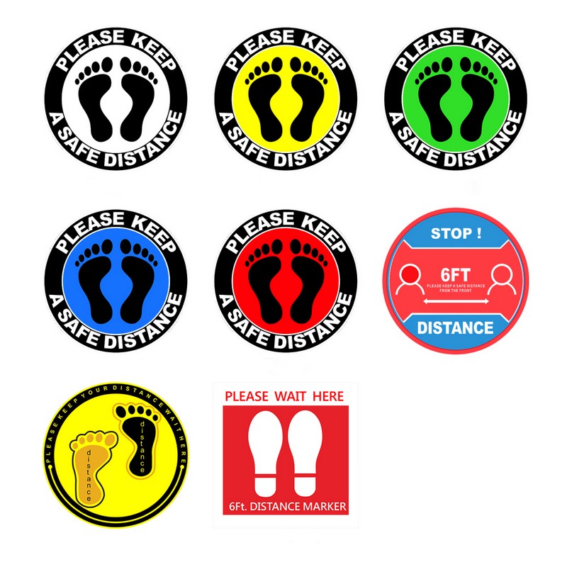 PPE 12" Social Distancing Foot Floor Decal Print Circle Decal PPE 12" Social Distancing Foot Floor Decal Print Circle Decal