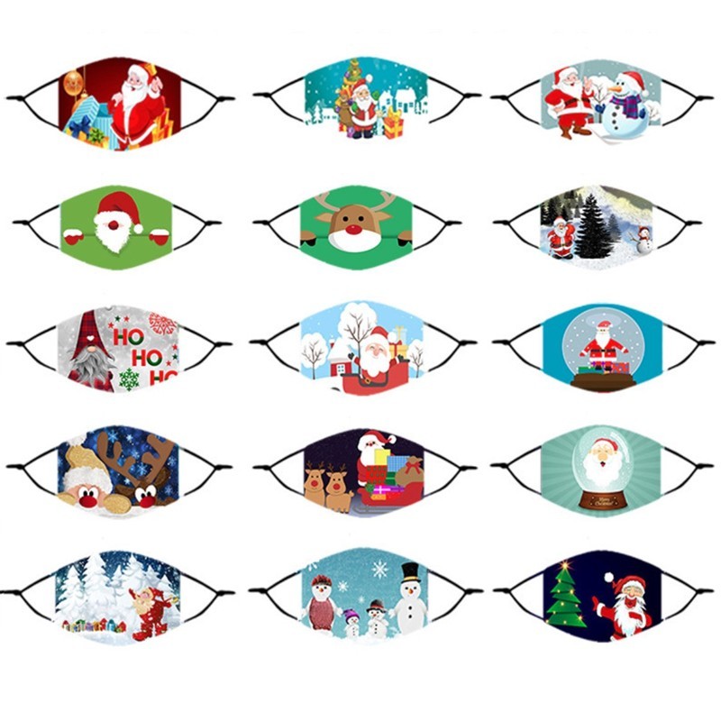 PPE Custom Full Color Imprint Reusable 3 Ply Adjustable Washable Christmas Face Mask