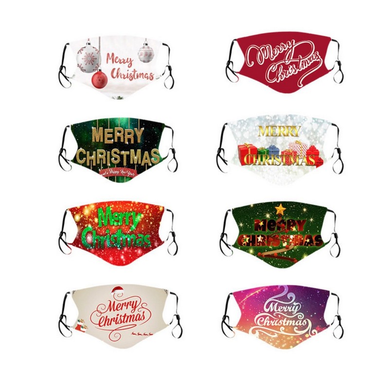 PPE Custom Full Color Imprint Reusable 3 Ply Adjustable Washable Christmas Face Mask