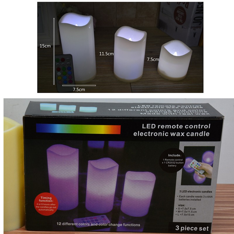 Pack of 3 Remote Control LED Candles