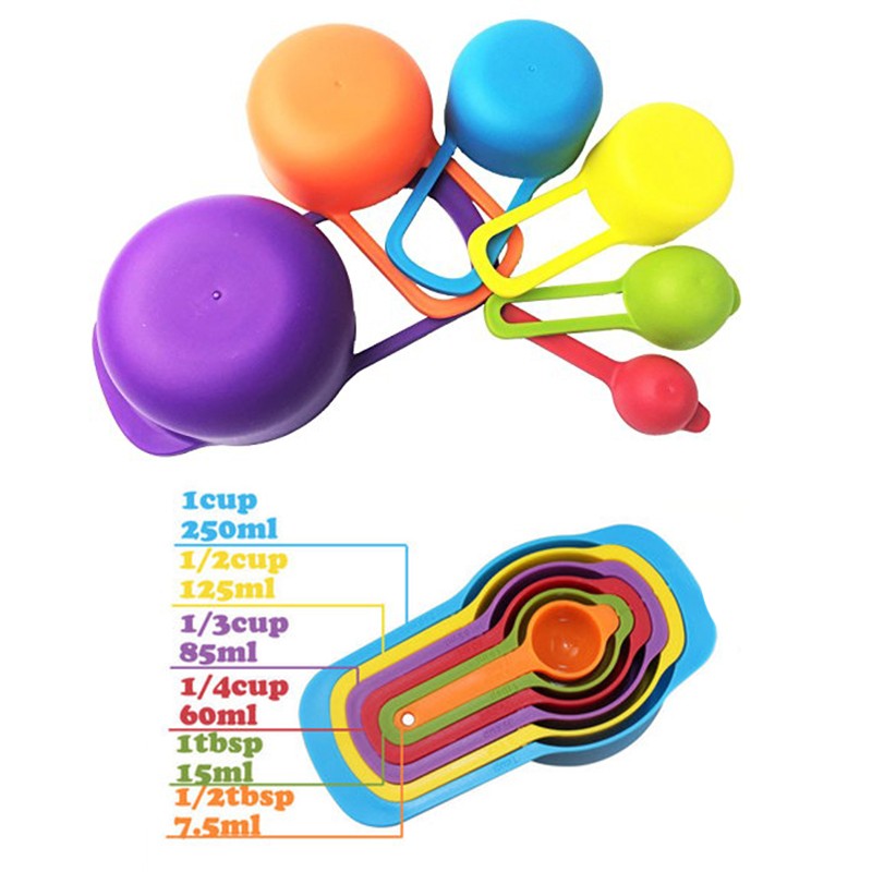 Pack of 6 Plastic Measuring Cup and Spoon