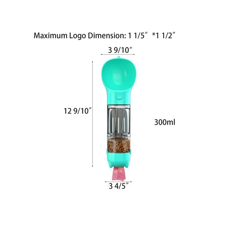 Pet Water Feeder Bottle With Food Container and Poop Bag