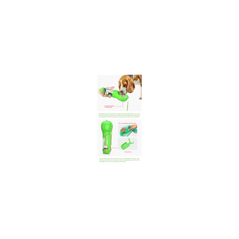 Pet Water Feeder Bottle With Food Container and Poop Bag
