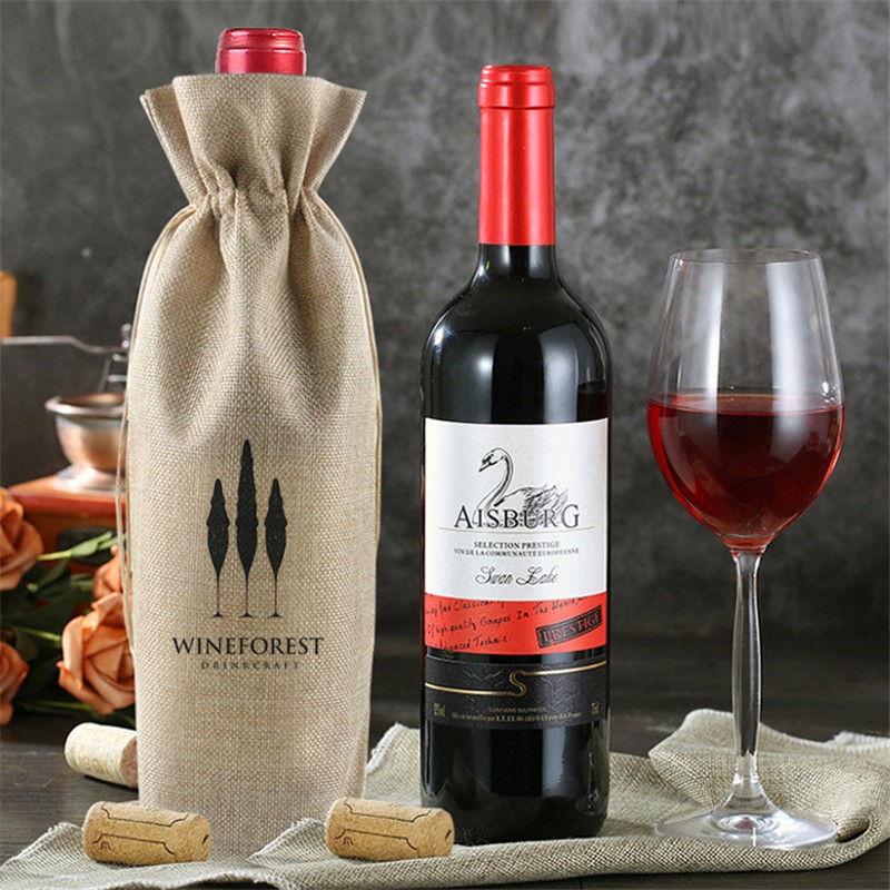 Reusable Burlap Wine Bag