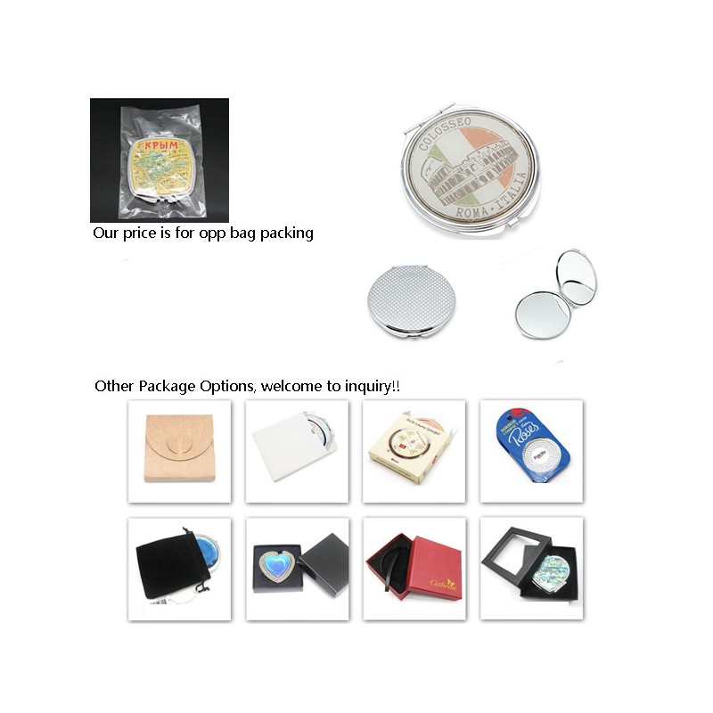 Round Metal Full Color Cosmetic Pocket Mirror