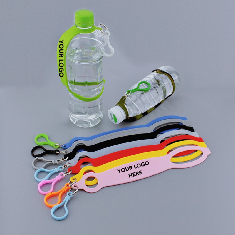 Silicone Water Bottle Carrier Grip with Keychain