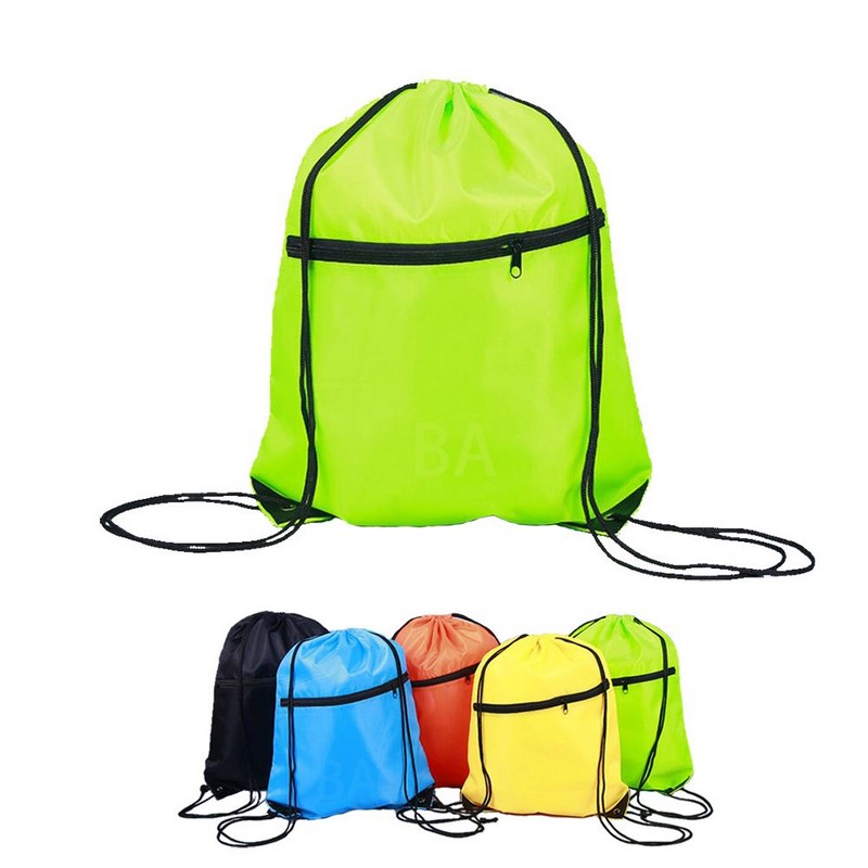 Sports Drawstring Backpack with Zipper