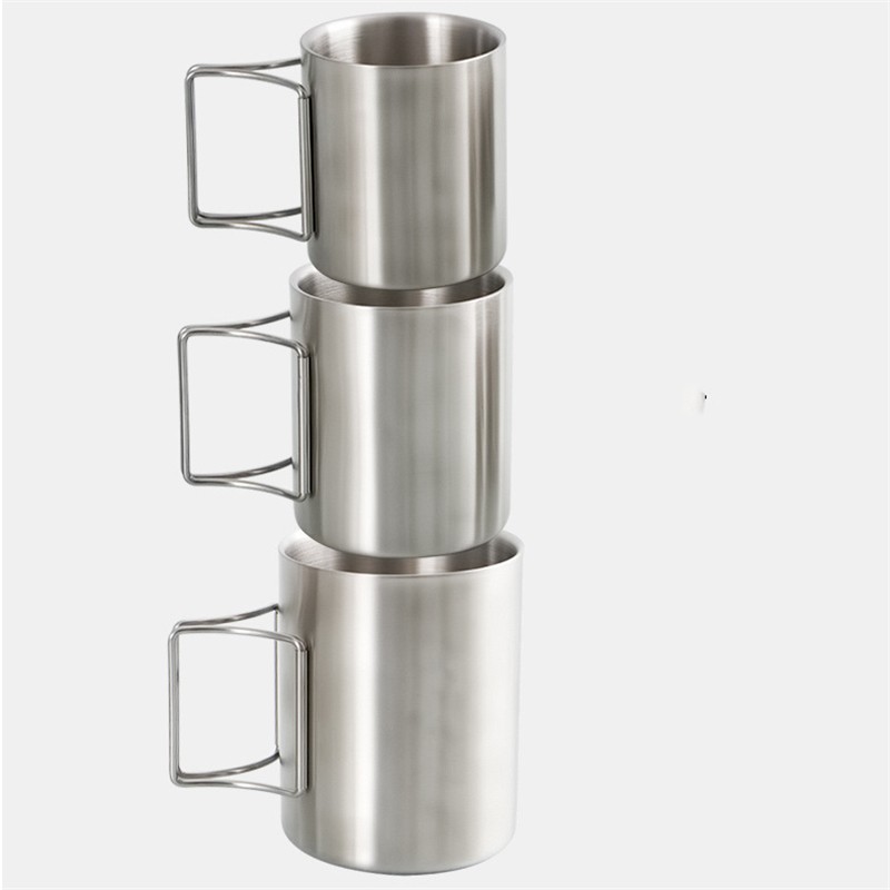 Stainless Steel Camping Mug with Foldable Handle